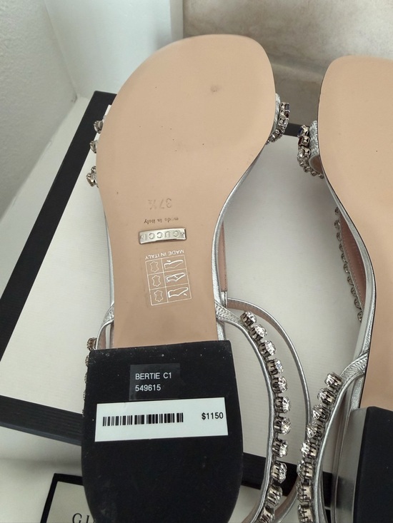 New Gucci Bertie Sandals with Red, Clear, and Blue Crystal Straps 37.5 - Picture 9 of 14